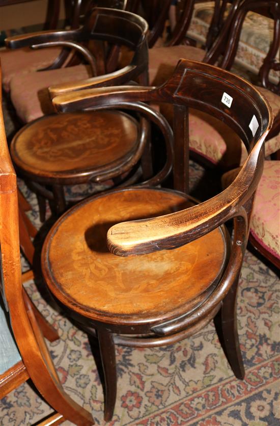 Pair of bentwood elbow chairs